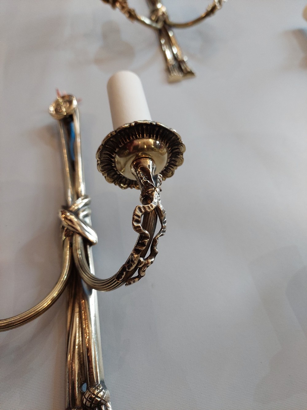 Set of Four Early 20thC Louis XVI Style Brass Wall Lights View IV