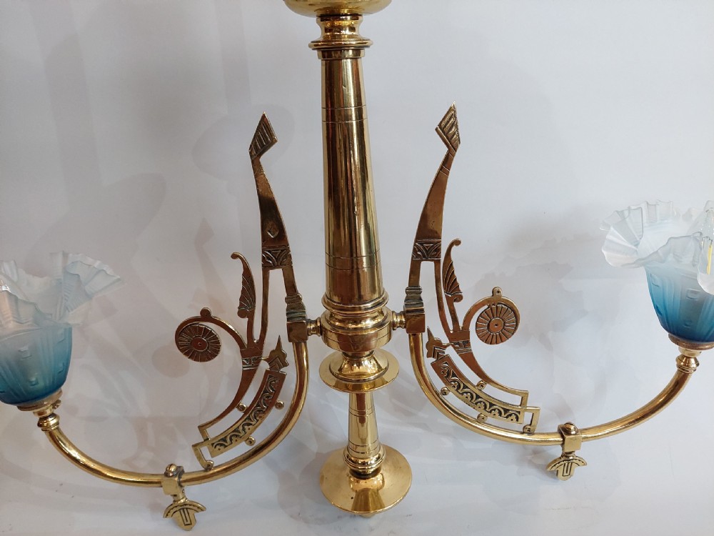 Art Nouveau Brass Ceiling Lamp View II
