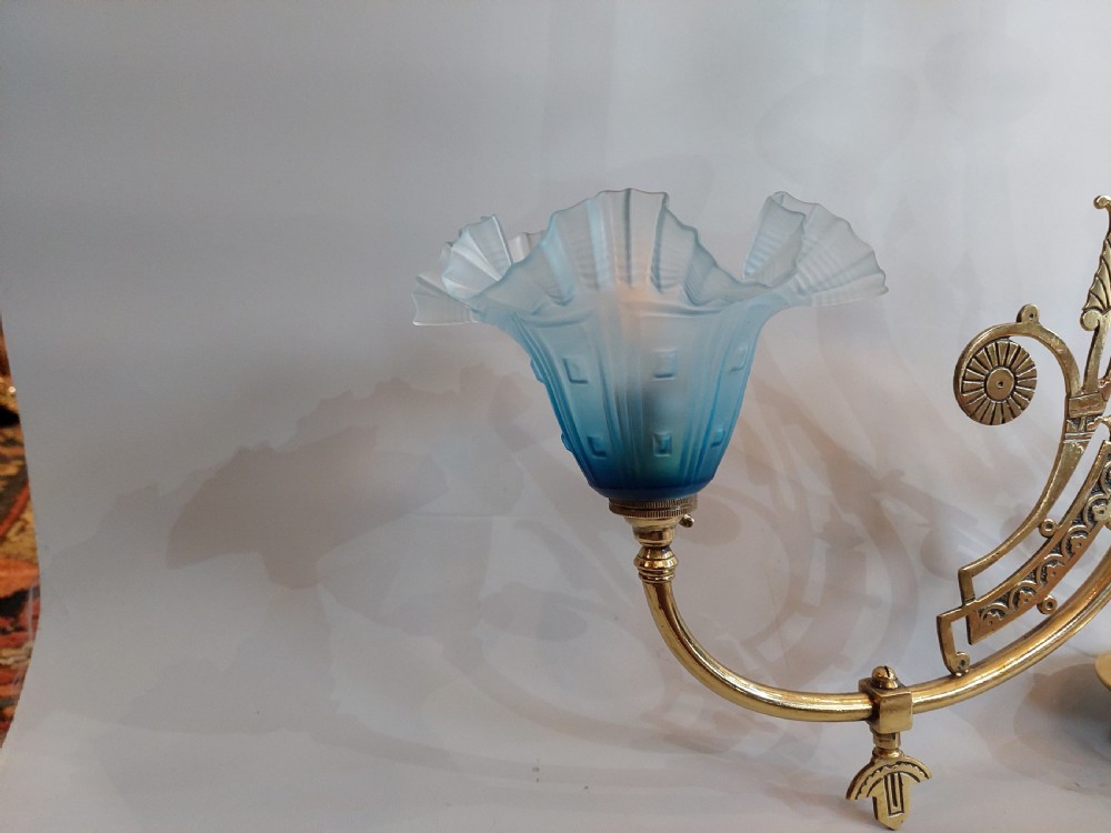 Art Nouveau Brass Ceiling Lamp View IV