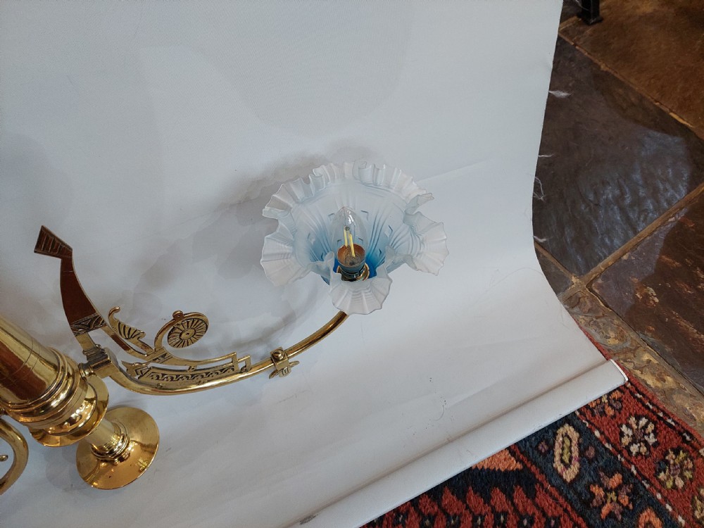 Art Nouveau Brass Ceiling Lamp View X