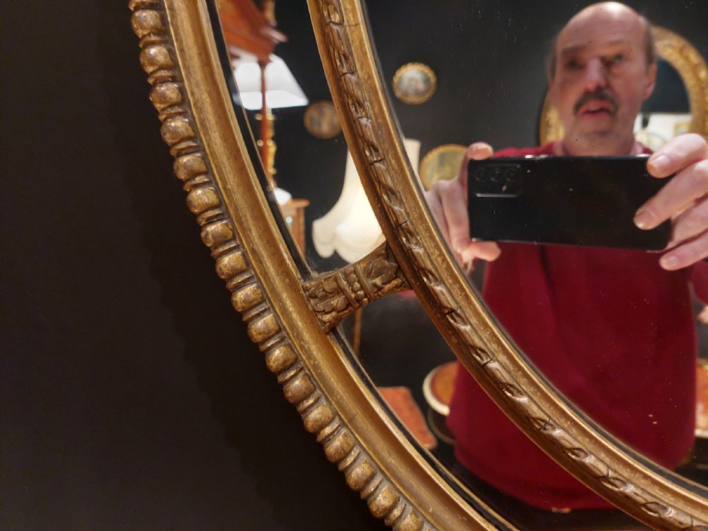 Victorian Giltwood & Gesso Oval Wall Mirror View III