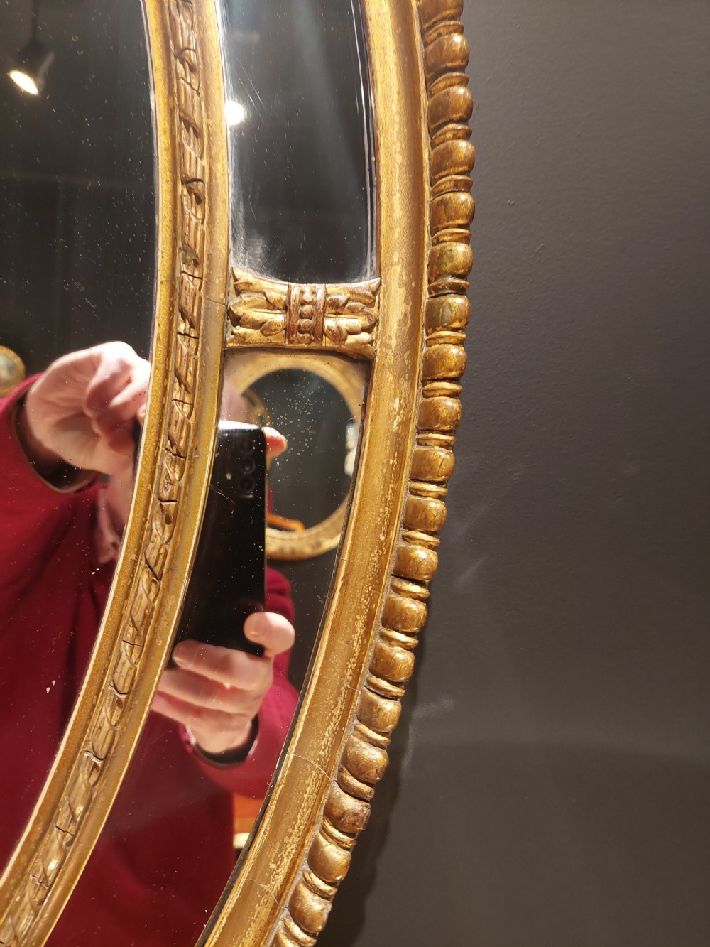 Victorian Giltwood & Gesso Oval Wall Mirror View IV