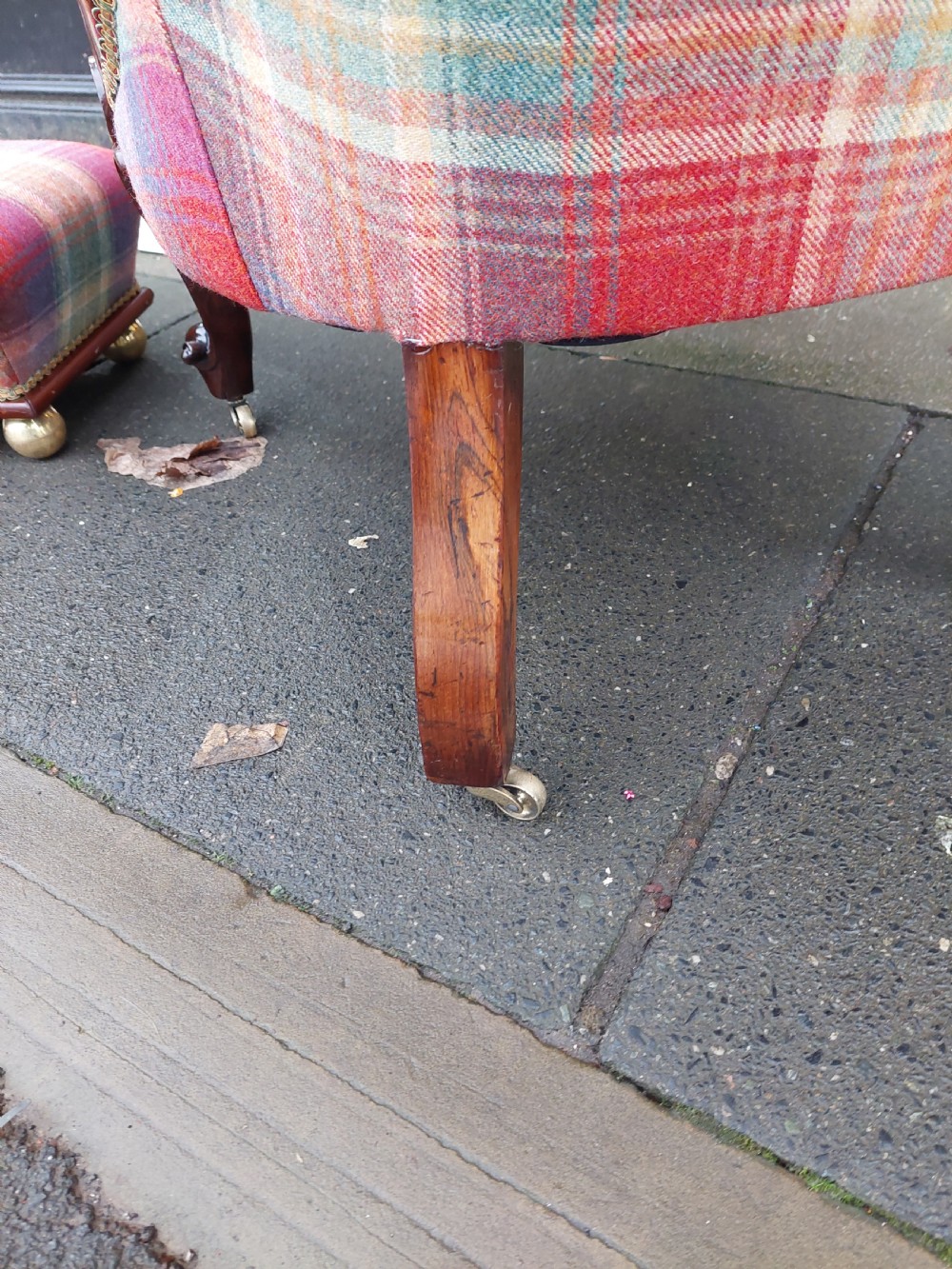 Victorian Rosewood and Mahogany Nursing Chair and Stool View VI