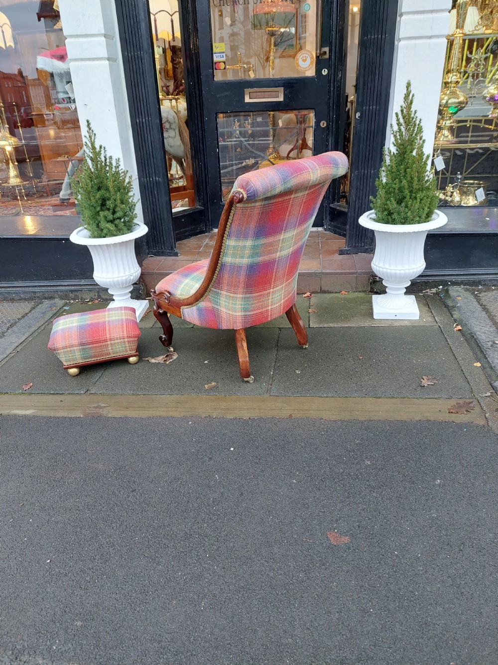 Victorian Rosewood and Mahogany Nursing Chair and Stool View VII