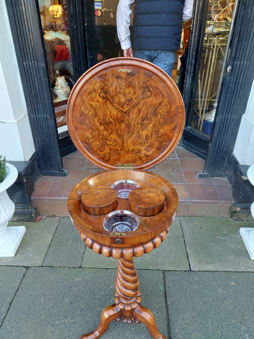 William IV Burr Walnut Teapoy View V