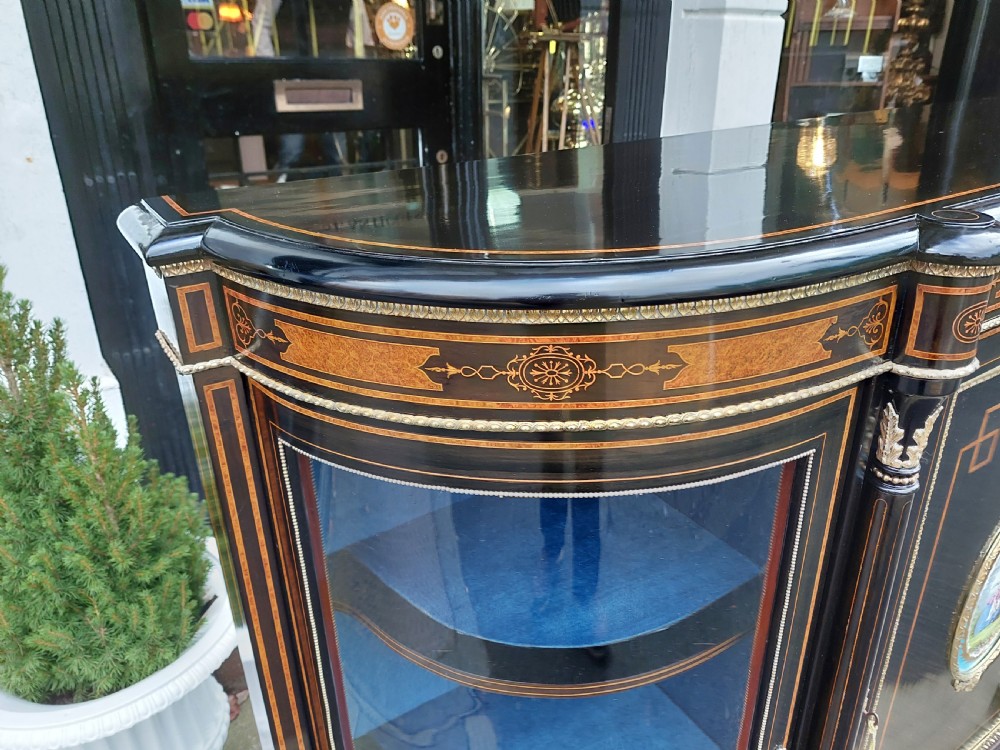 Victorian Walnut, Ebonised & Marquetry  Inlaid Credenza View II