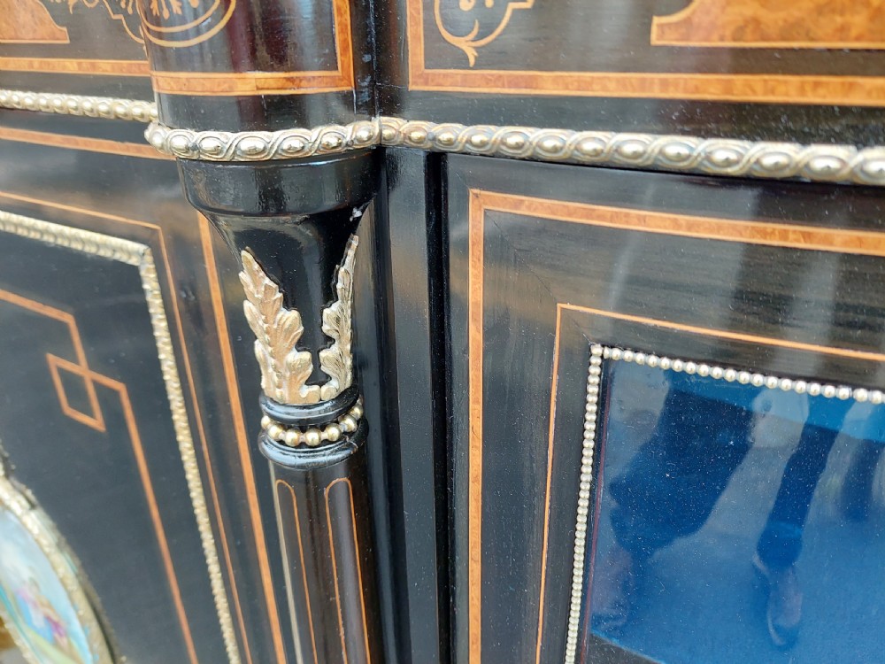 Victorian Walnut, Ebonised & Marquetry  Inlaid Credenza View IV