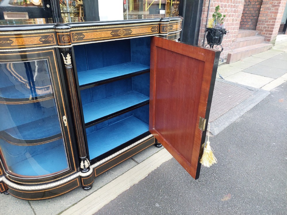 Victorian Walnut, Ebonised & Marquetry  Inlaid Credenza View IX