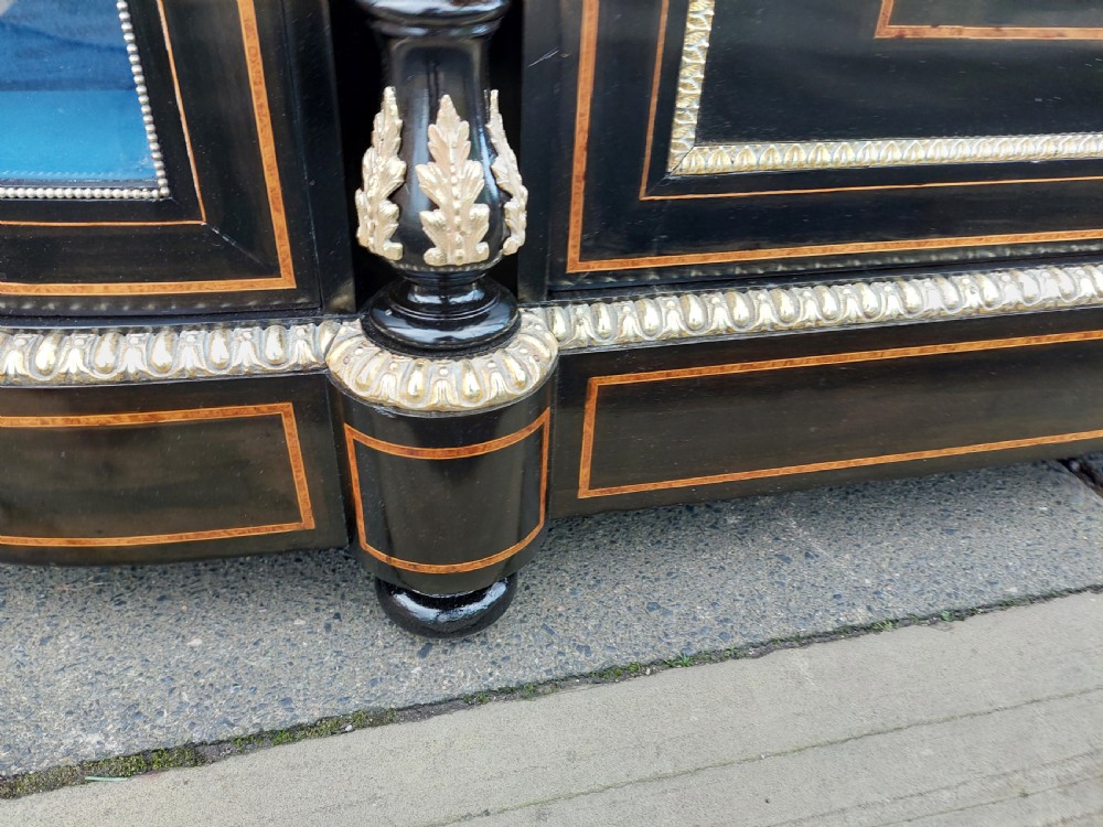 Victorian Walnut, Ebonised & Marquetry  Inlaid Credenza View X