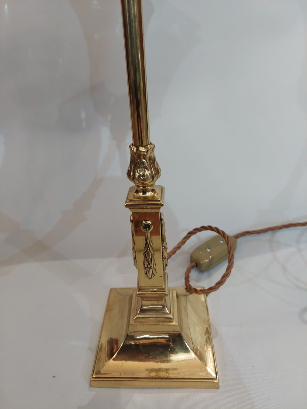 Pair of Edwardian Adam Revival Brass Table Lamps View VI