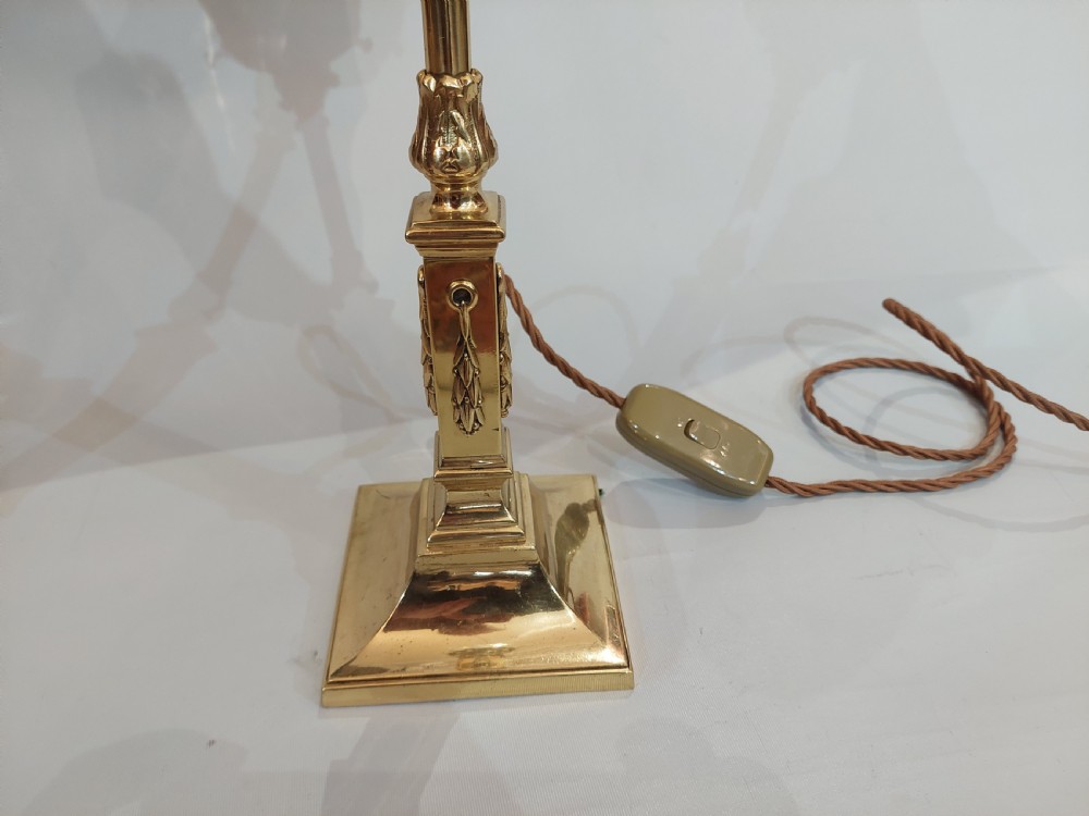 Pair of Edwardian Adam Revival Brass Table Lamps View VIII