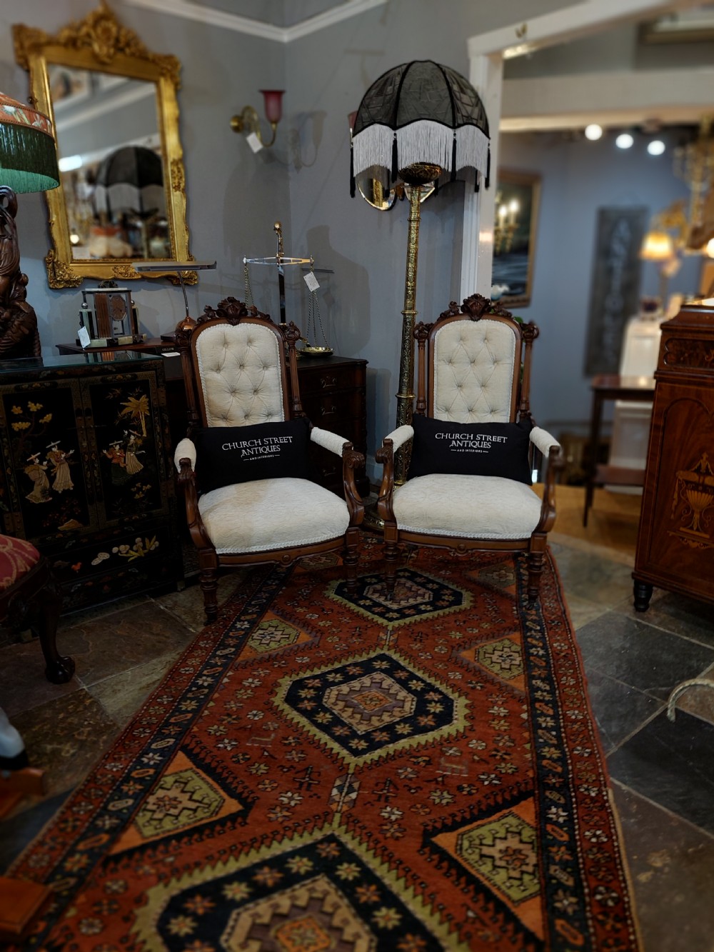 Pair of Victorian Walnut Parlour Chairs View II