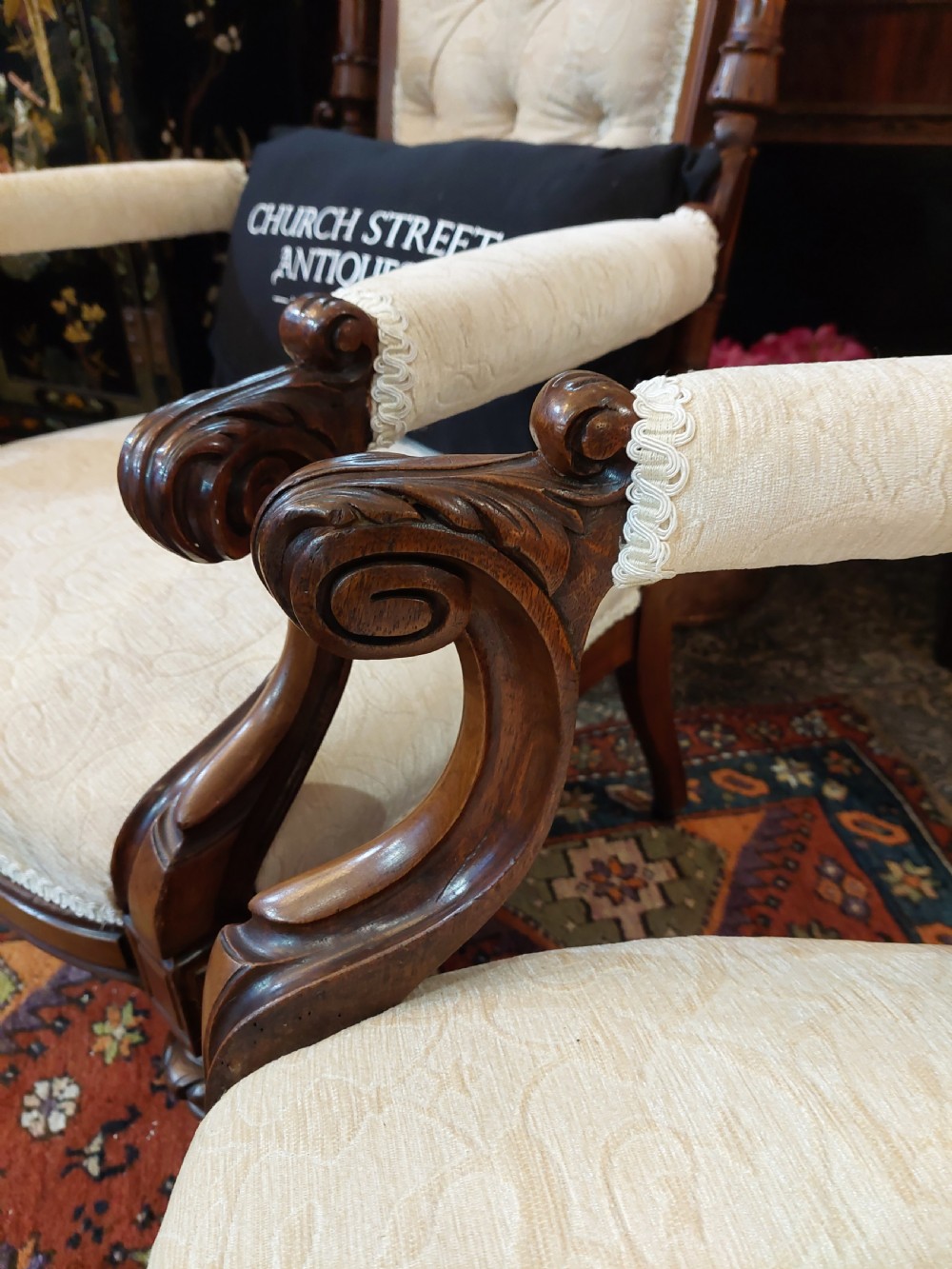 Pair of Victorian Walnut Parlour Chairs View IV
