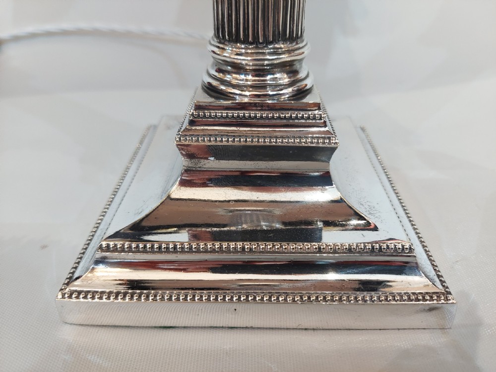 Victorian Silver Plated Neoclassical Table Lamp View V