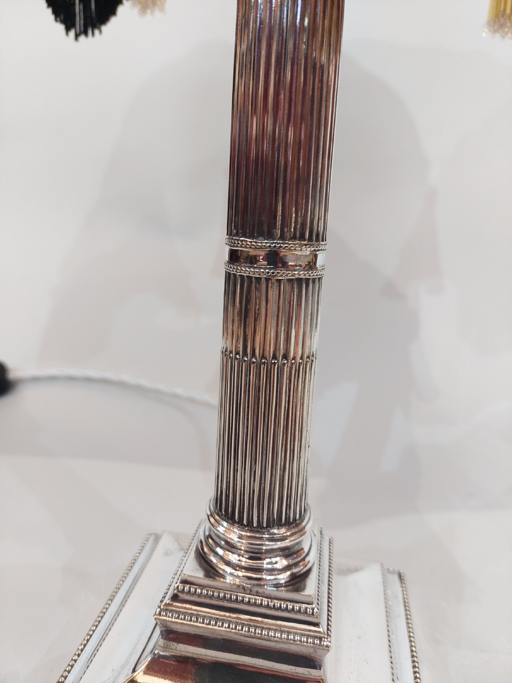 Victorian Silver Plated Neoclassical Table Lamp View VII