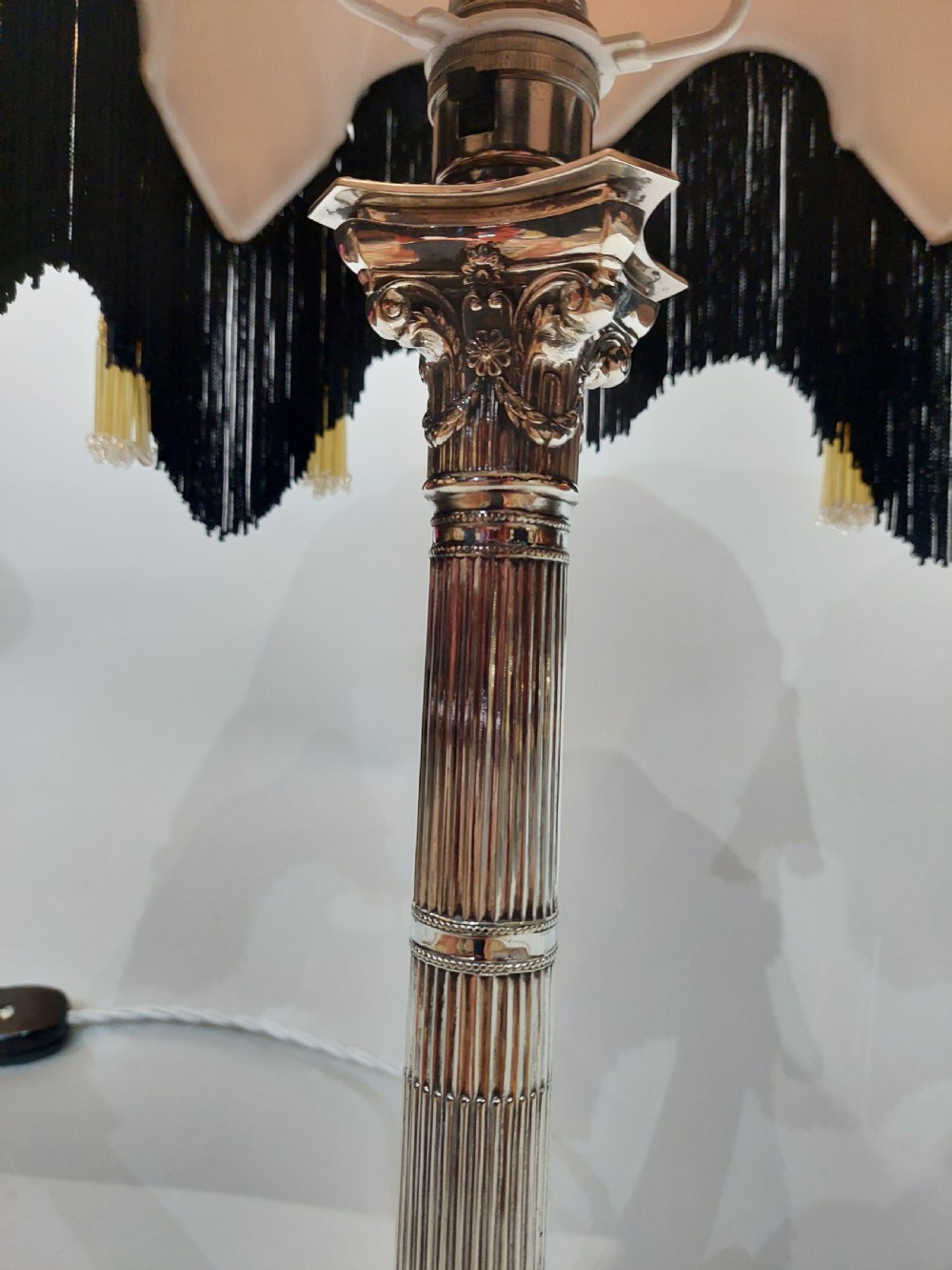 Victorian Silver Plated Neoclassical Table Lamp View VIII