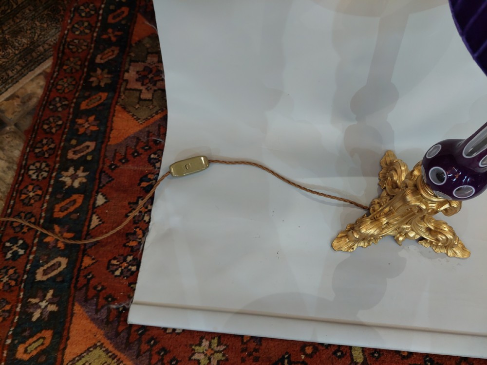 Early 20thC Gilt Bronze and Murano Glass Table Lamp View IX