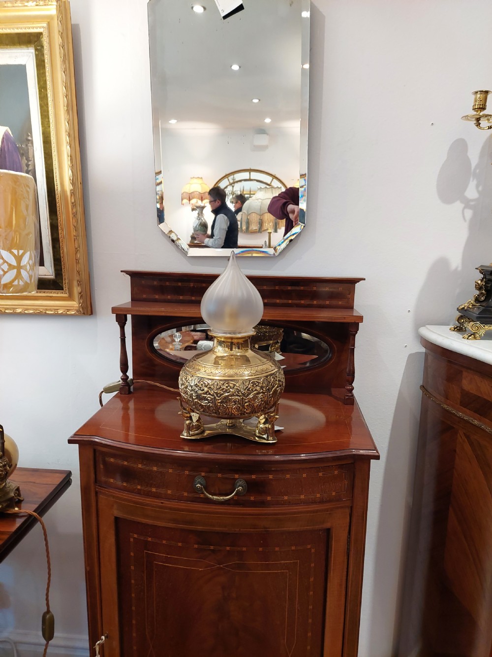 Indian Embossed Brass Table Lamp View II