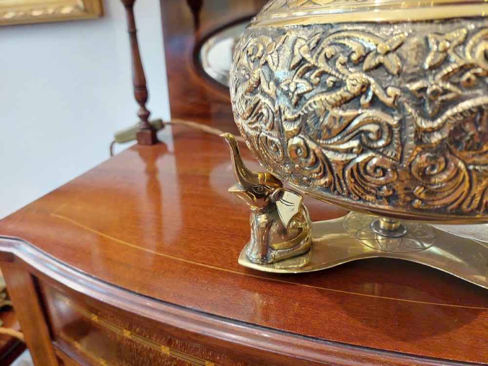 Indian Embossed Brass Table Lamp View III
