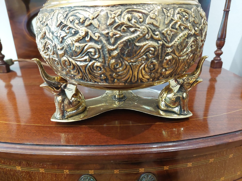 Indian Embossed Brass Table Lamp View V
