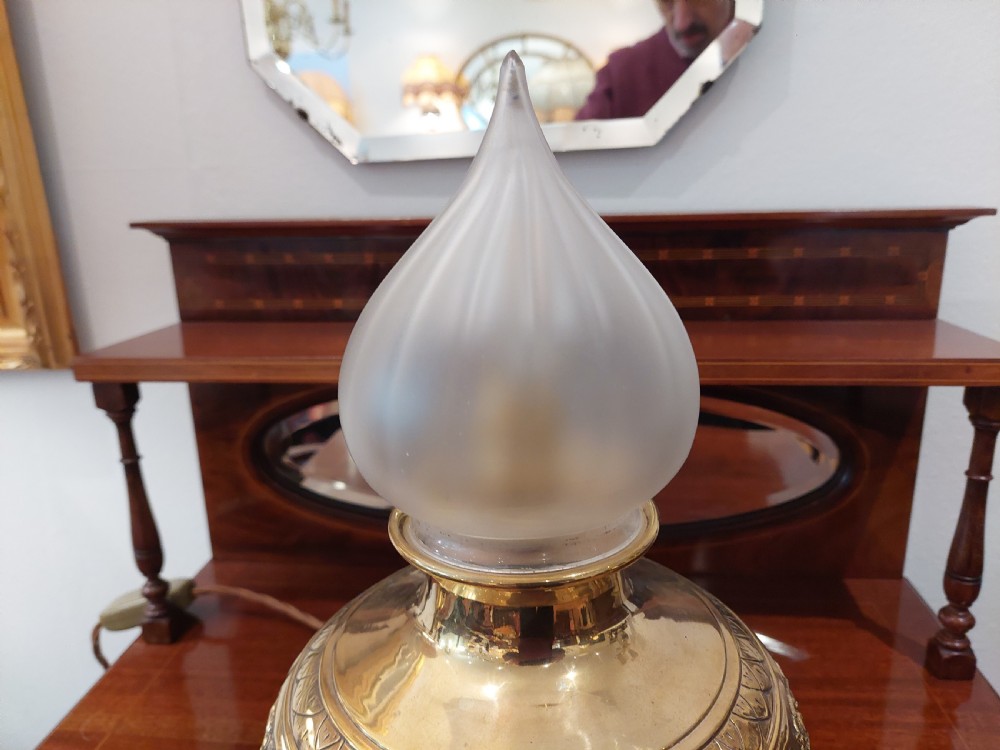 Indian Embossed Brass Table Lamp View VI