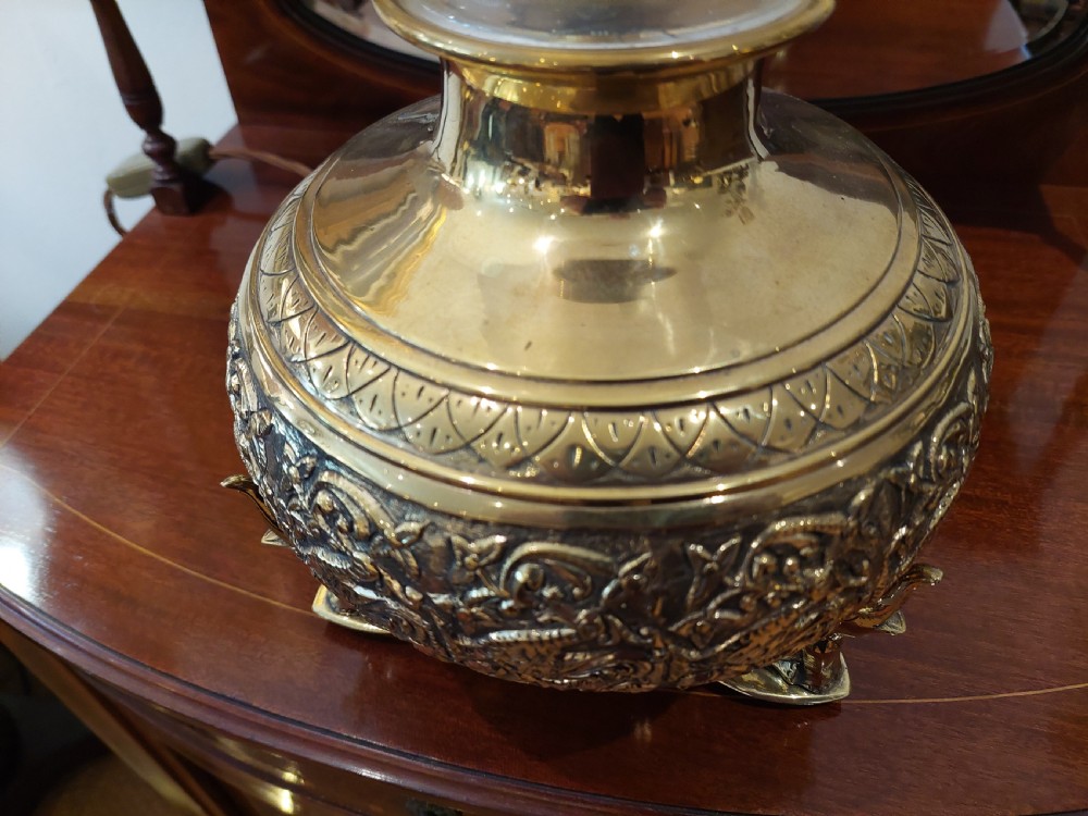Indian Embossed Brass Table Lamp View VII