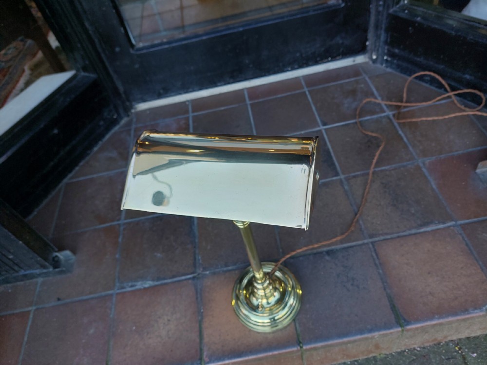 Early 20thC Hooded Brass Desk Lamp  View III