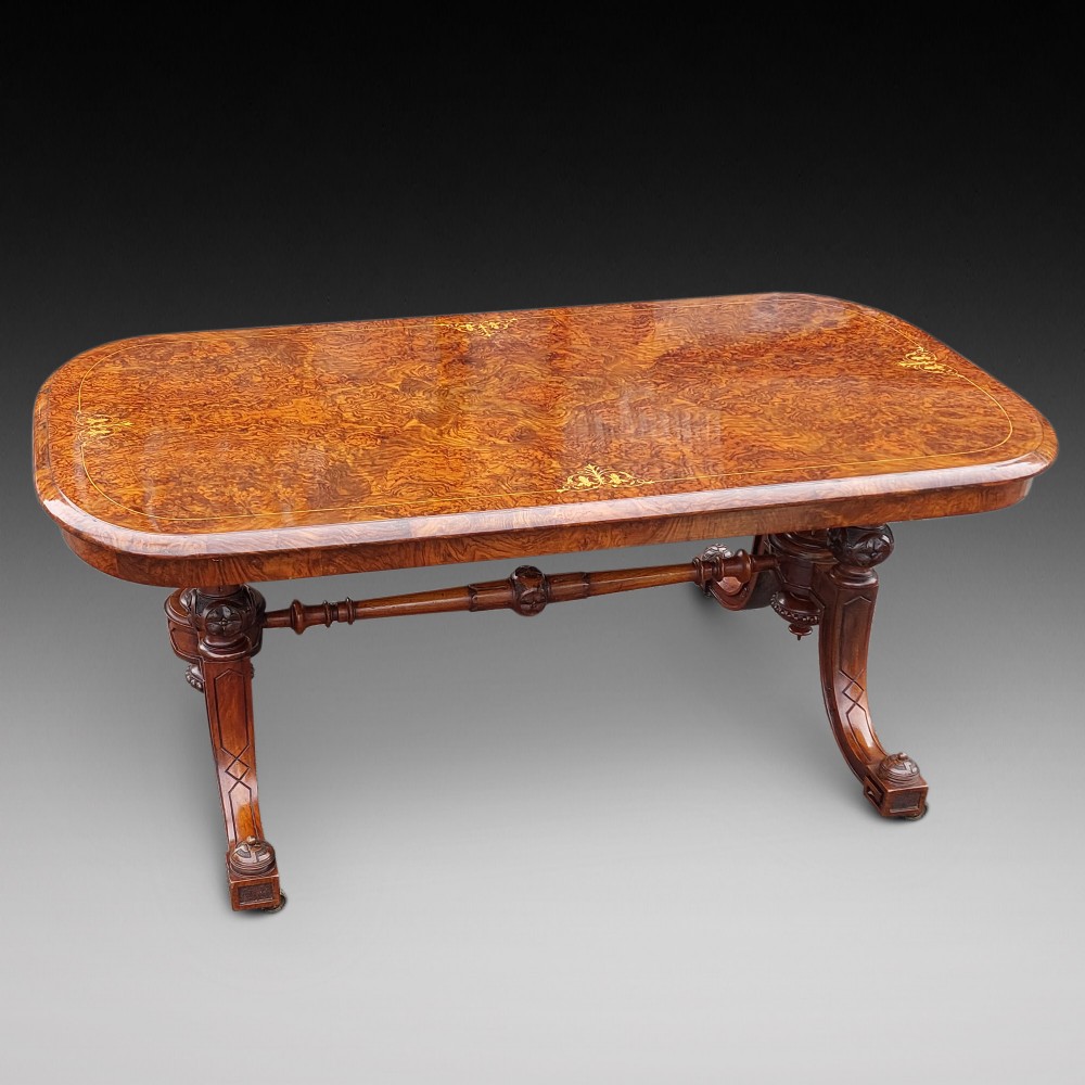 Victorian Burr Walnut and Amboyna Coffee Table