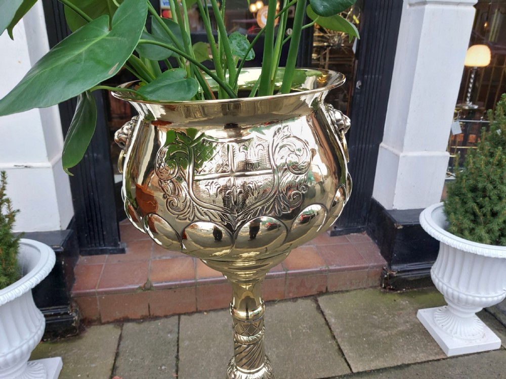 High Victorian Brass Pedestal Jardinière Planter View III