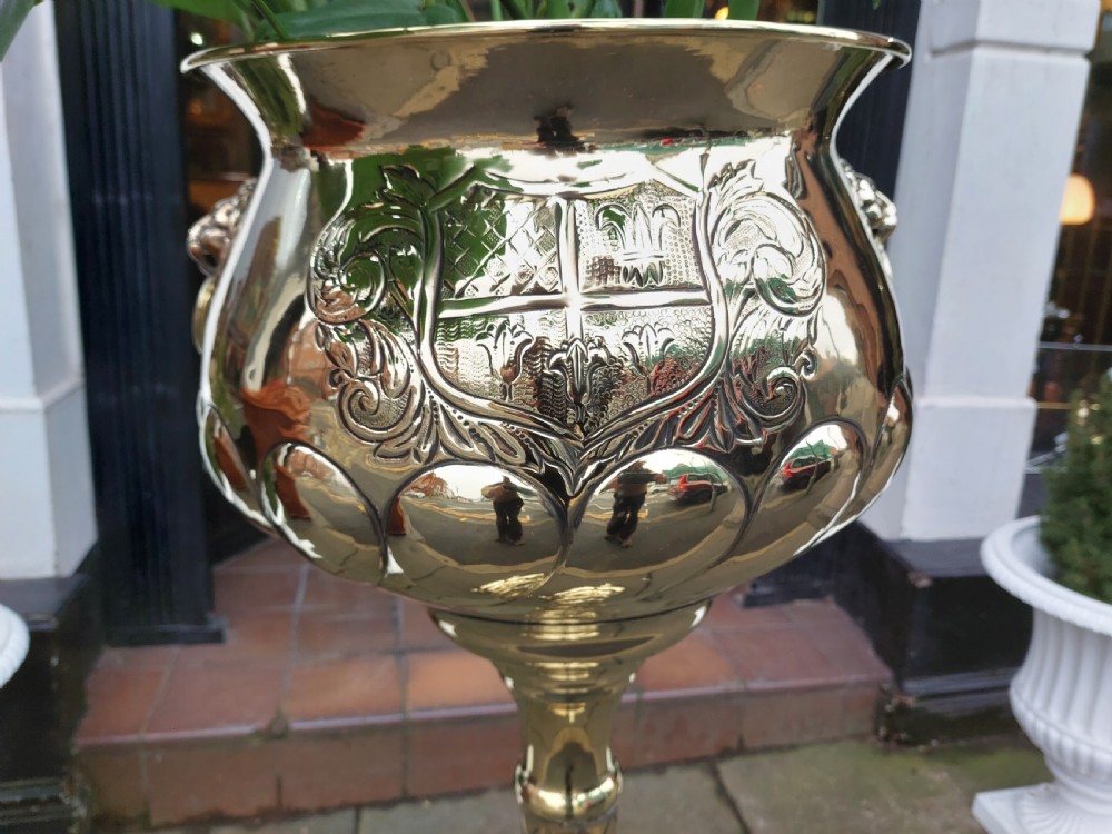 High Victorian Brass Pedestal Jardinière Planter View IV