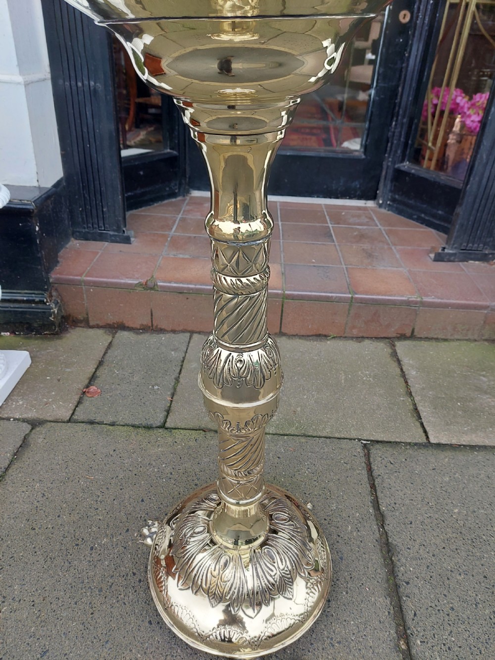 High Victorian Brass Pedestal Jardinière Planter View V