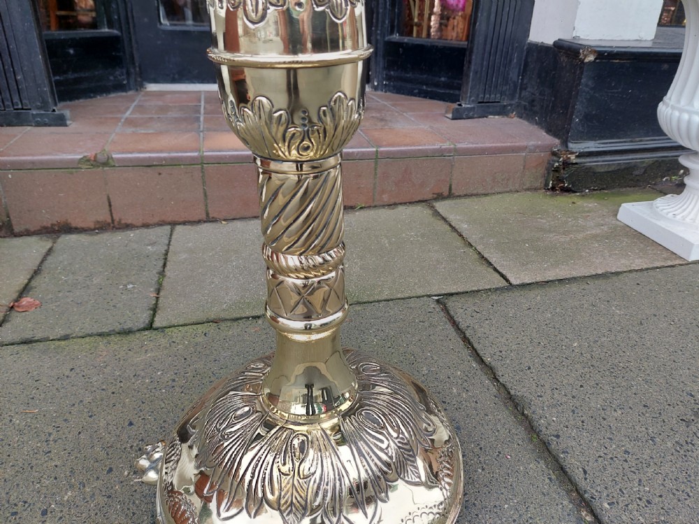 High Victorian Brass Pedestal Jardinière Planter View VI