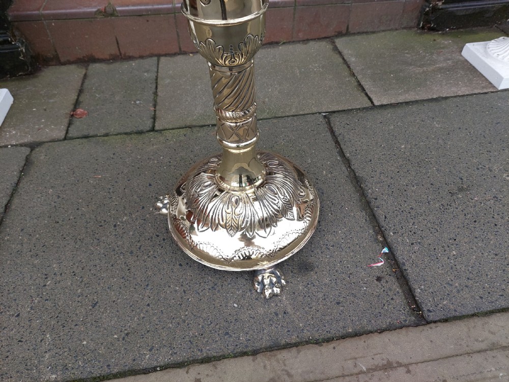 High Victorian Brass Pedestal Jardinière Planter View VII