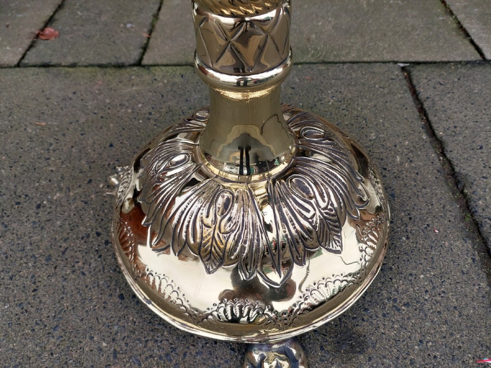 High Victorian Brass Pedestal Jardinière Planter View IX