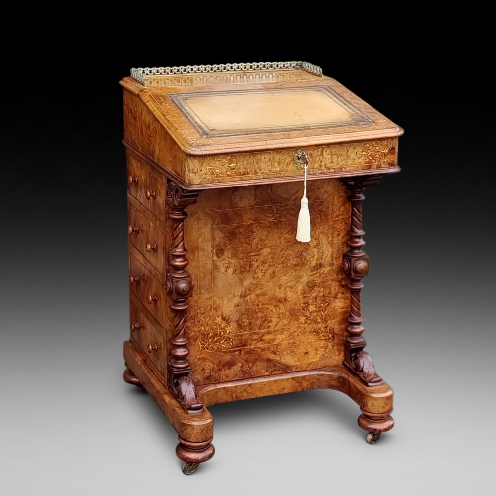 Victorian Burr Walnut & Walnut Davenport