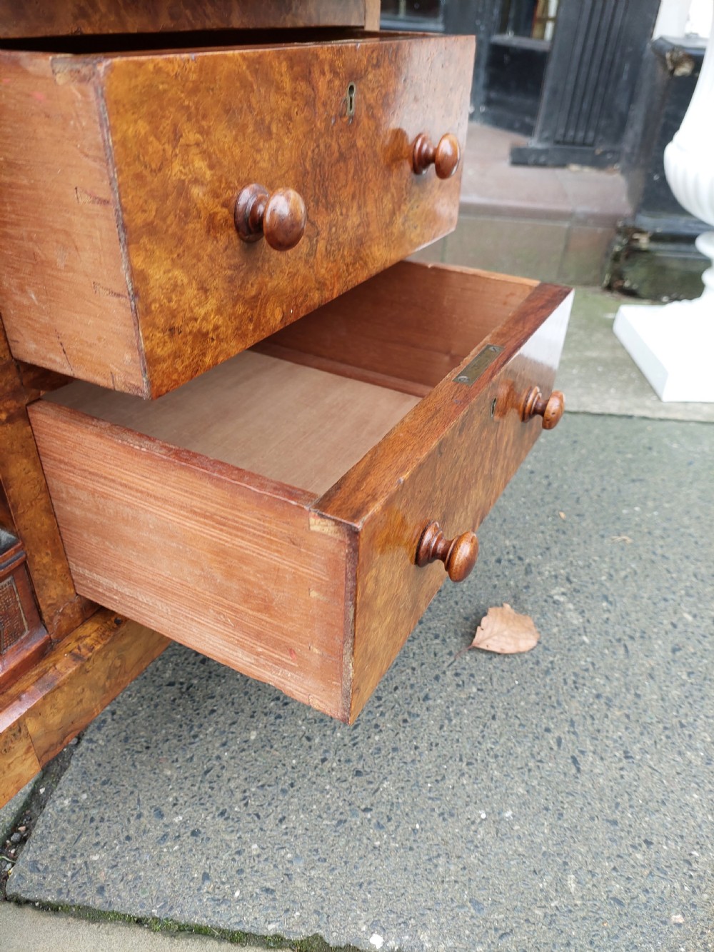 Victorian Burr Walnut & Walnut Davenport View VI