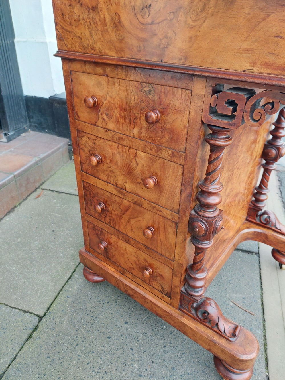 Victorian Burr Walnut & Walnut Davenport View VII