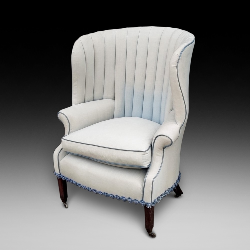 19thC Mahogany Framed Barrel Back Armchair