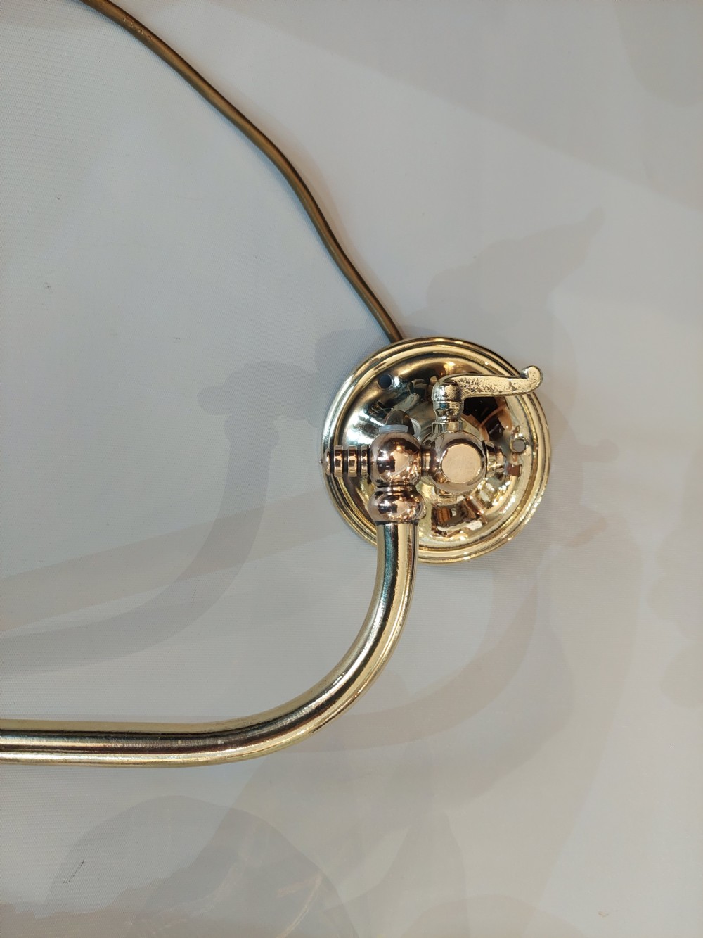 Brass Wall Gas Lamp with Frosted Glass Shade View II