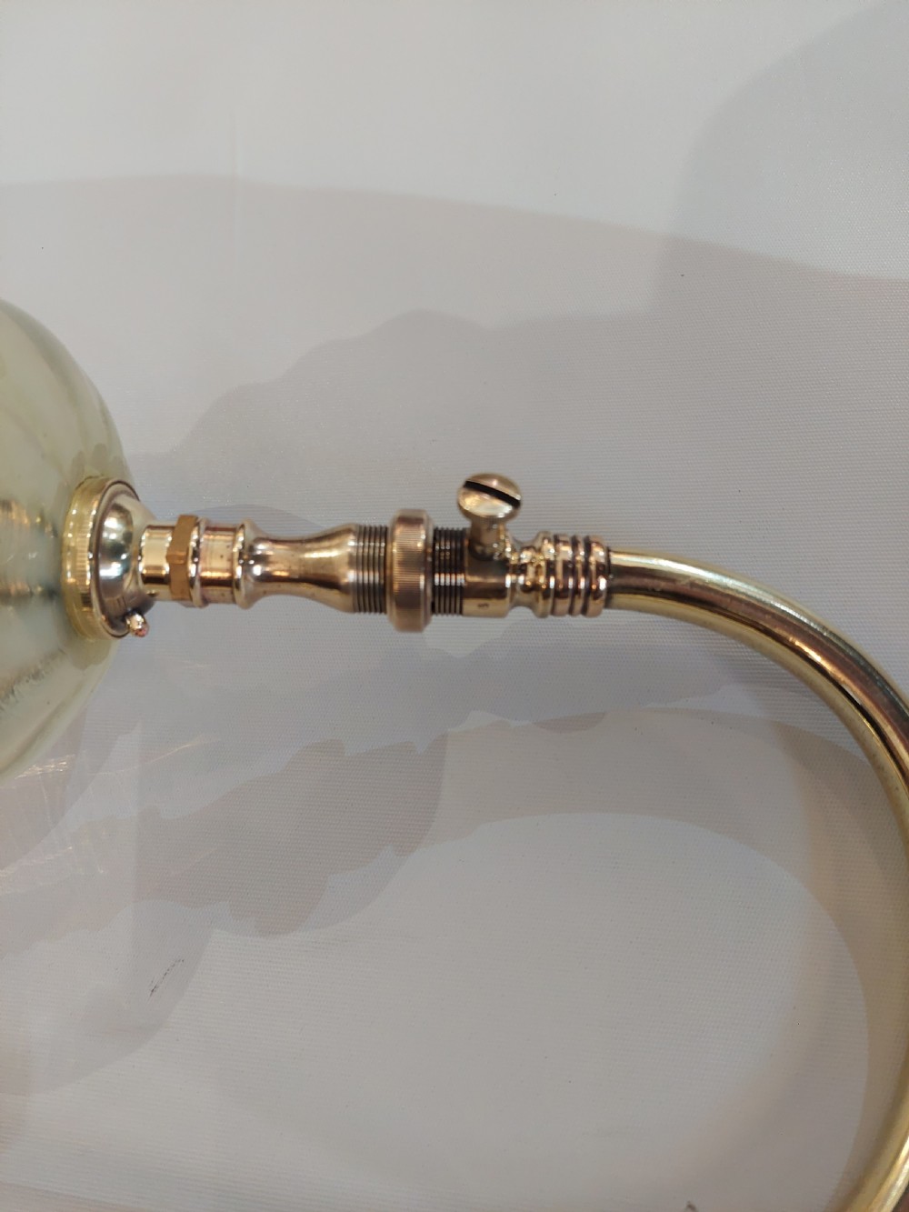Brass Wall Gas Lamp with Frosted Glass Shade View III