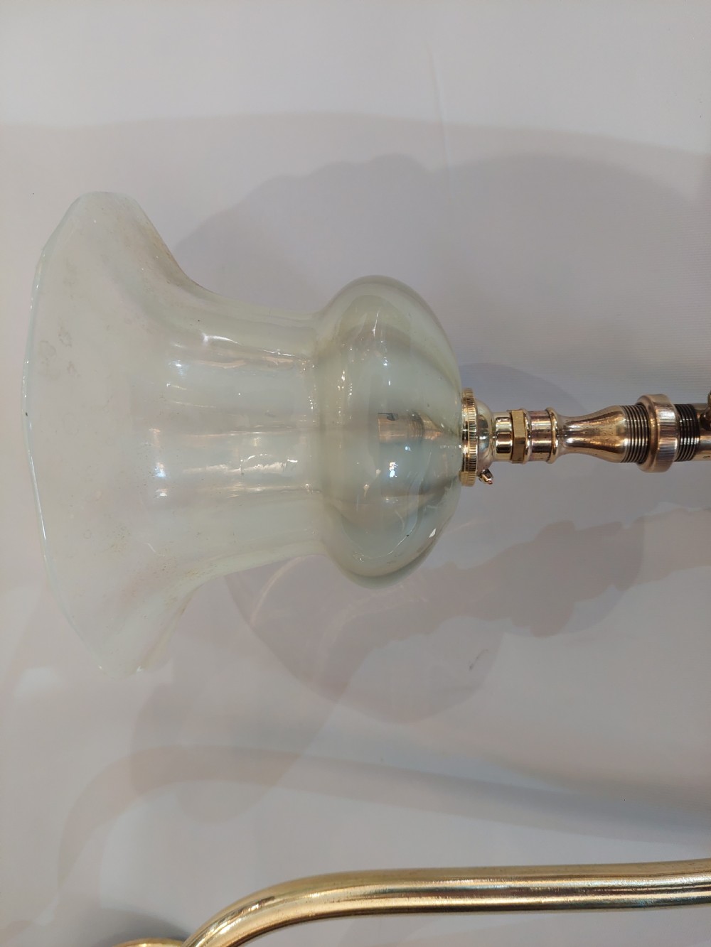 Brass Wall Gas Lamp with Frosted Glass Shade View IV