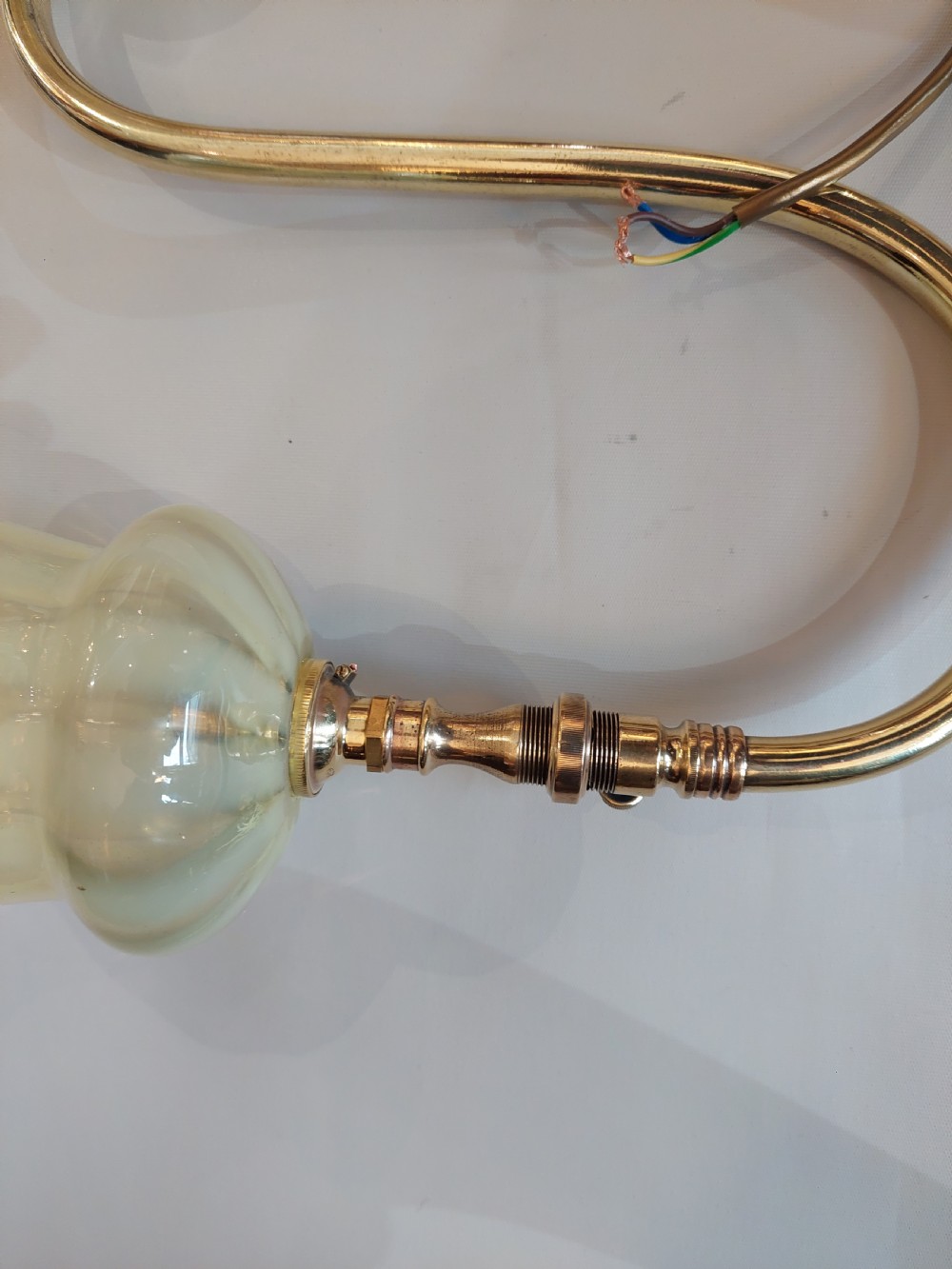 Brass Wall Gas Lamp with Frosted Glass Shade View VI