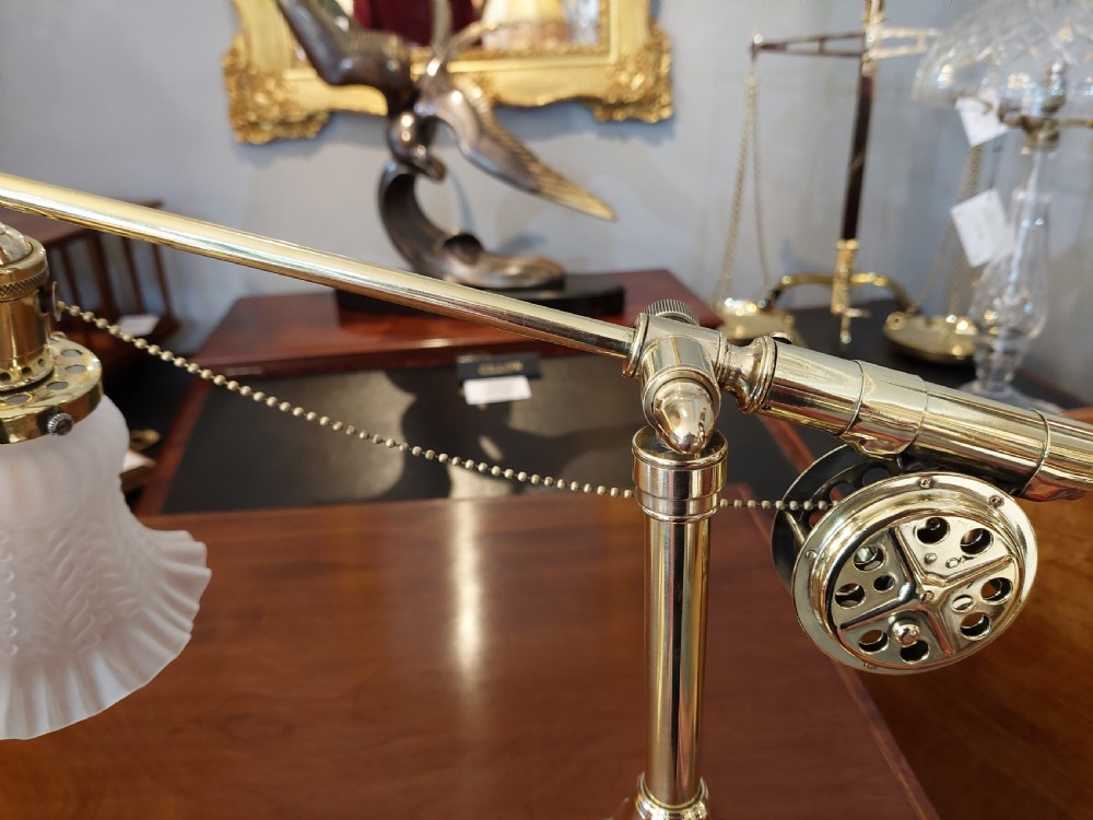 Novelty Brass Table Lamp in the form of Fishing Rod and Reel View VI