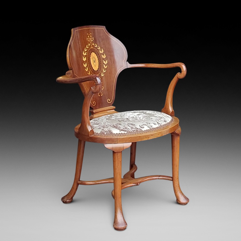 Edwardian Mahogany & Inlaid Armchair