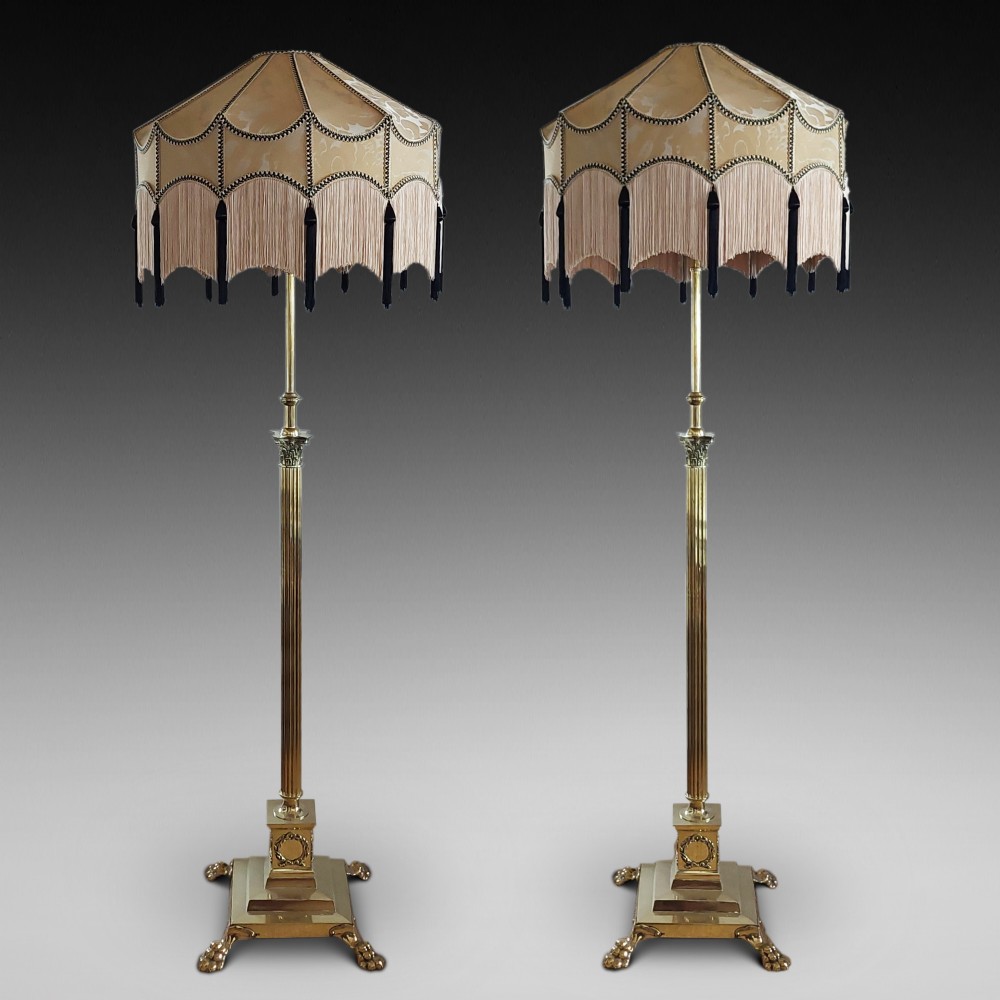 Pair of Late 19thC Brass Extendable Lamp Standards