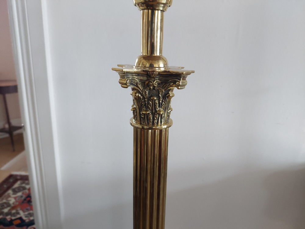 Pair of Late 19thC Brass Extendable Lamp Standards View V