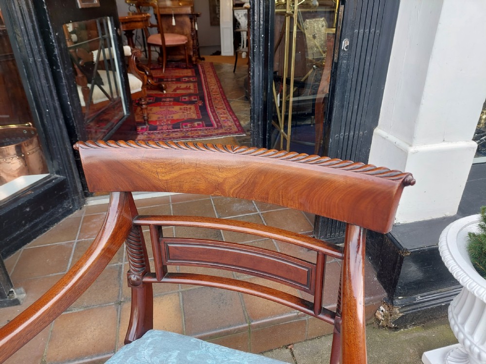 Regency Mahogany Scroll Armed Chair View II