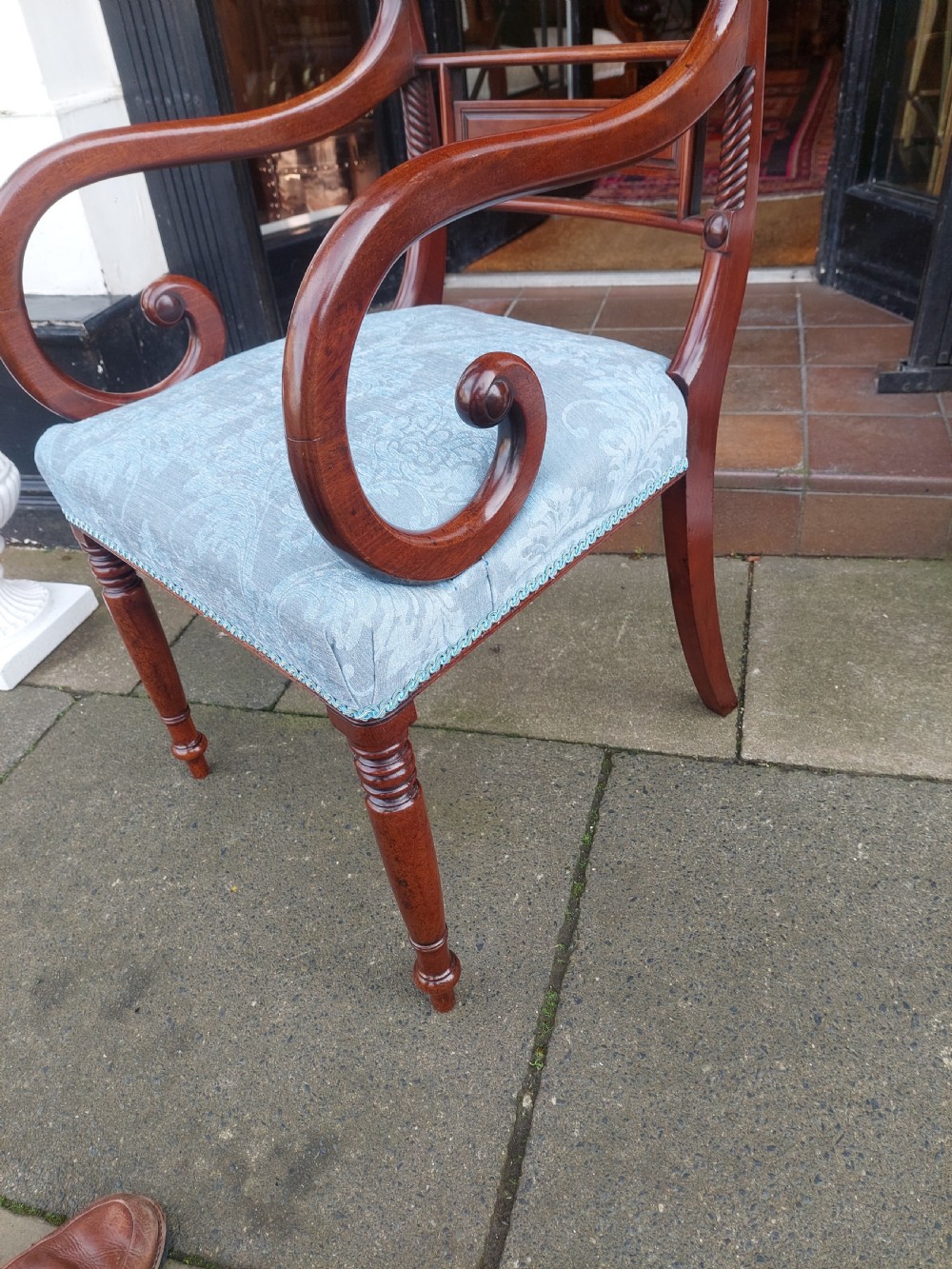 Regency Mahogany Scroll Armed Chair View V