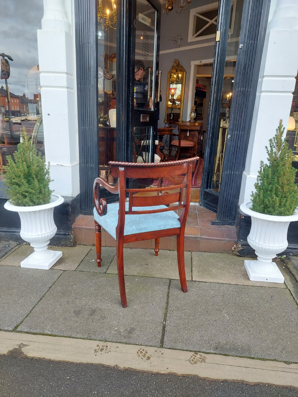 Regency Mahogany Scroll Armed Chair View IX