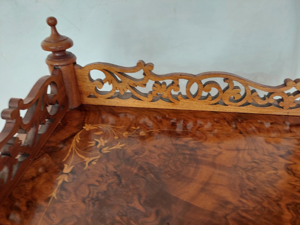 Victorian Burr Walnut Canterbury Whatnot View III